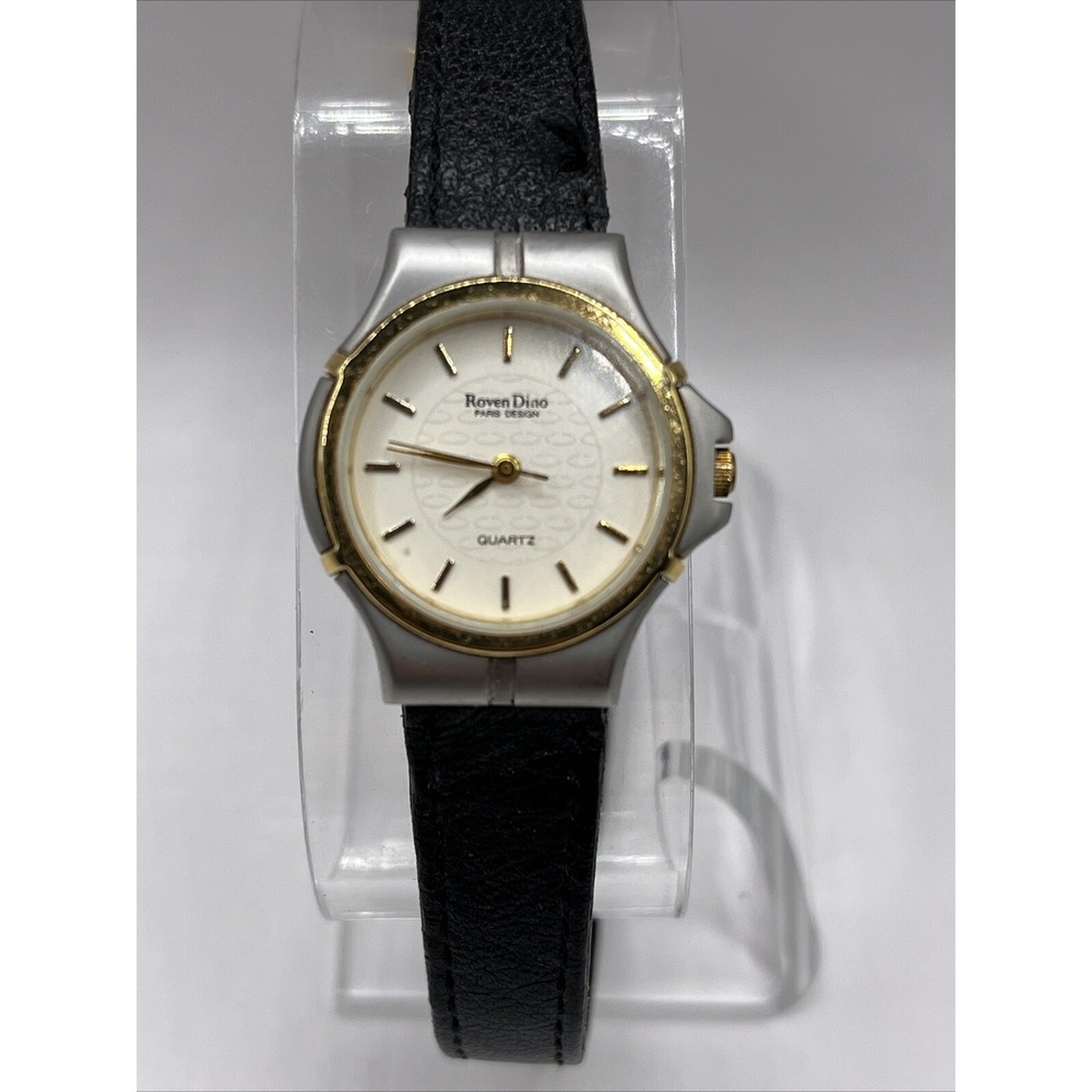 Roven Dino Paris Design Women's Quartz Watch 24mm Case‎ Black Band- New Battery